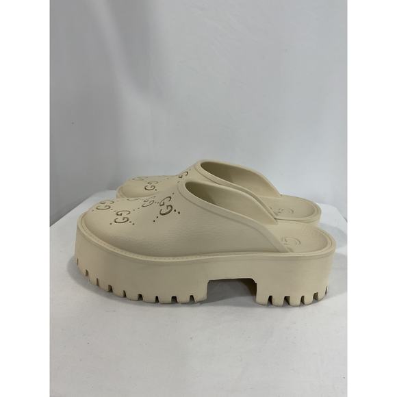 Gucci 'Gg' White Rubber Sandals Size 8 - Picture 3 of 5